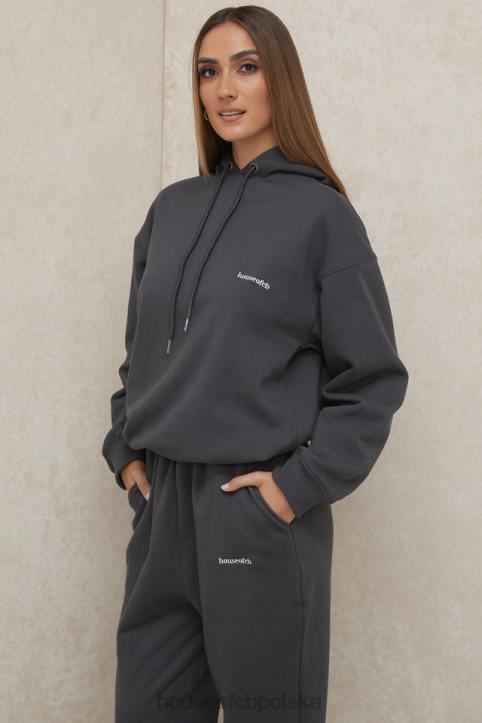 House of CB Oversize Bluza Kaptur Grafitowa Stylowa Moda