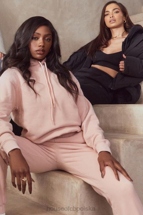 House of CB Różowa Oversize Bluza z Kapturem Halo Modna Odzież