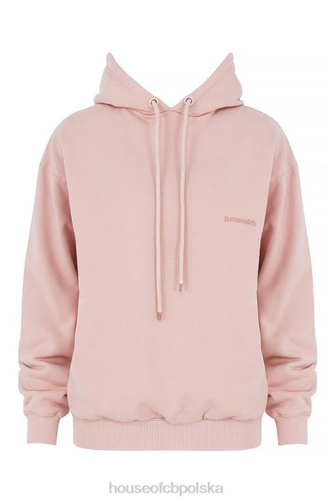 House of CB Różowa Oversize Bluza z Kapturem Halo Modna Odzież