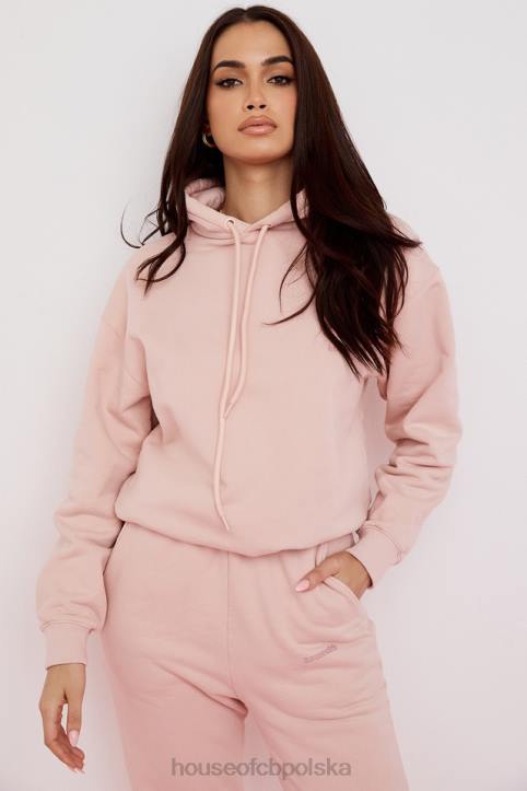 House of CB Różowa Oversize Bluza z Kapturem Halo Modna Odzież