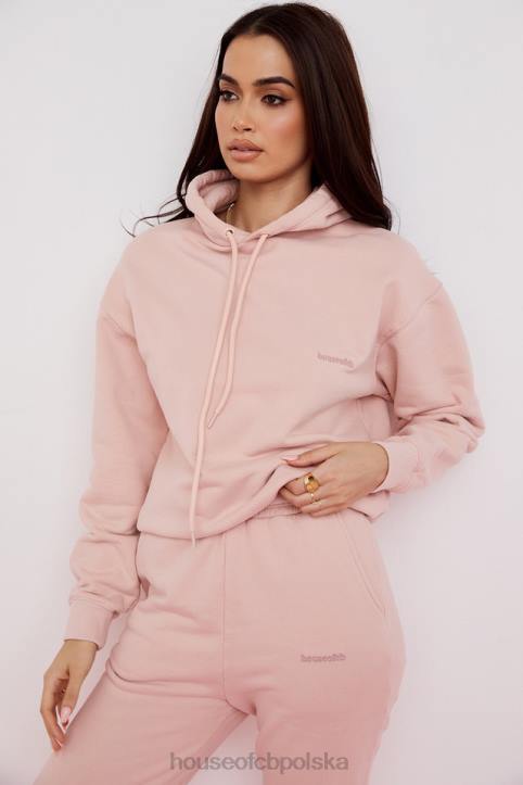 House of CB Różowa Oversize Bluza z Kapturem Halo Modna Odzież
