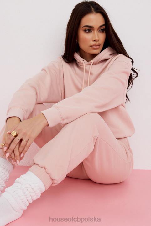 House of CB Różowa Oversize Bluza z Kapturem Halo Modna Odzież
