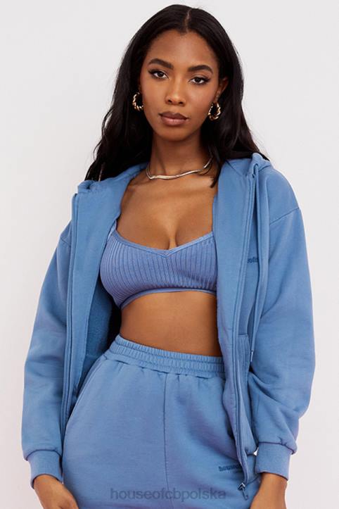 House of CB Stylowa Bluza z Kapturem Storm Azure na Zamek
