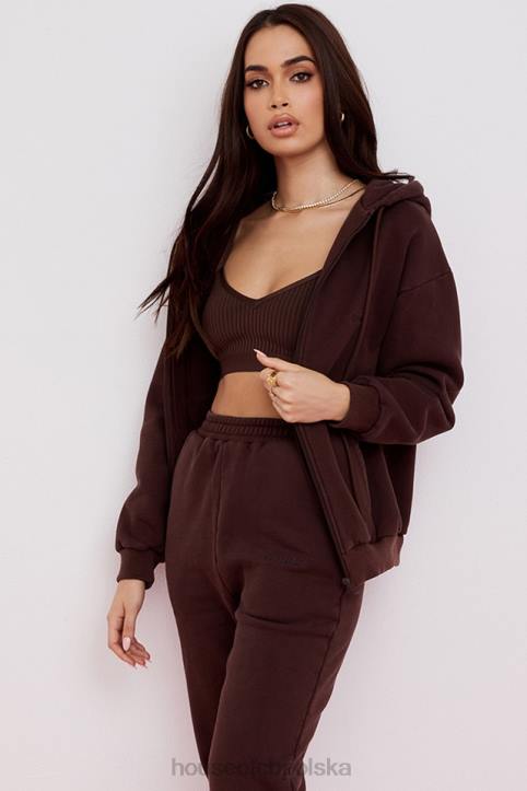 House of CB Storm Chocolate Bluza z kapturem na zamek modna odzież damska