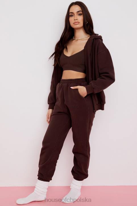 House of CB Storm Chocolate Bluza z kapturem na zamek modna odzież damska