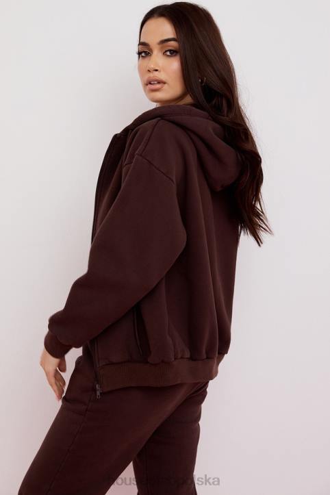 House of CB Storm Chocolate Bluza z kapturem na zamek modna odzież damska