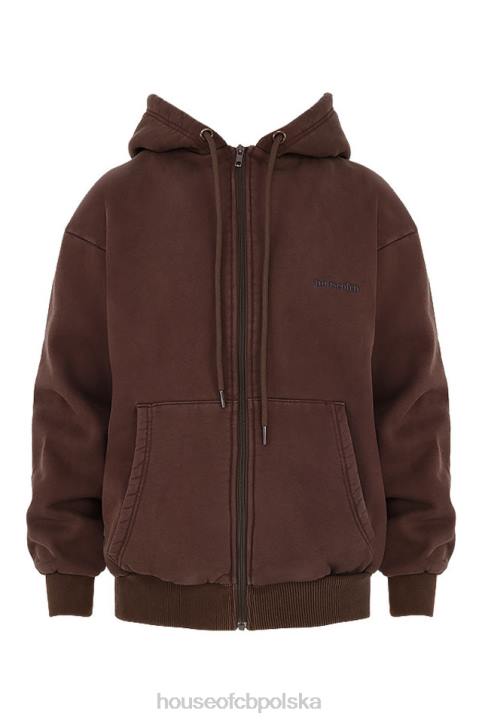 House of CB Storm Chocolate Bluza z kapturem na zamek modna odzież damska