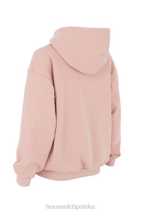 House of CB Bluza z kapturem burzowy róż z zamkiem błyskawicznym modna odzież damska