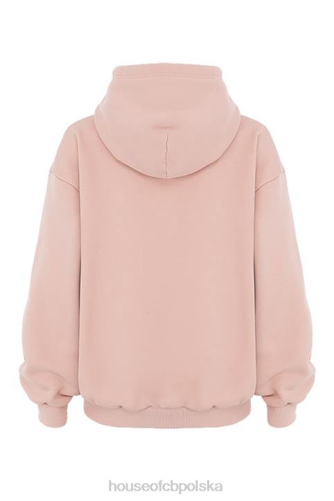 House of CB Bluza z kapturem burzowy róż z zamkiem błyskawicznym modna odzież damska