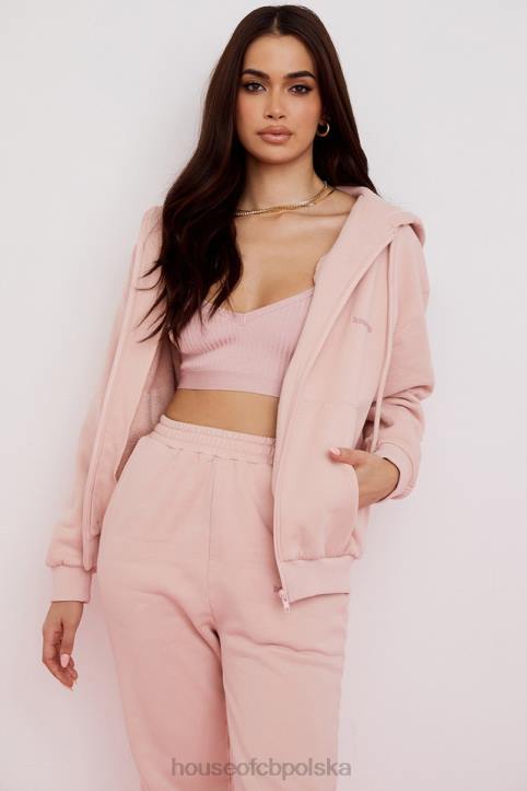 House of CB Bluza z kapturem burzowy róż z zamkiem błyskawicznym modna odzież damska