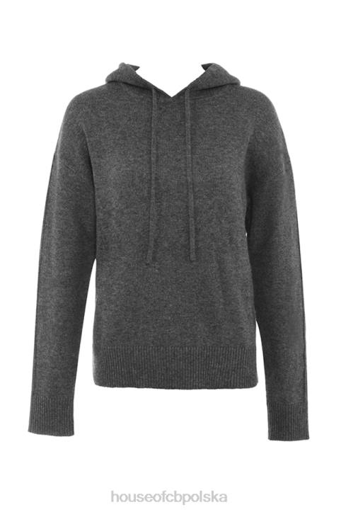 House of CB Bluza z kapturem kaszmirowa w kolorze węgla drzewnego