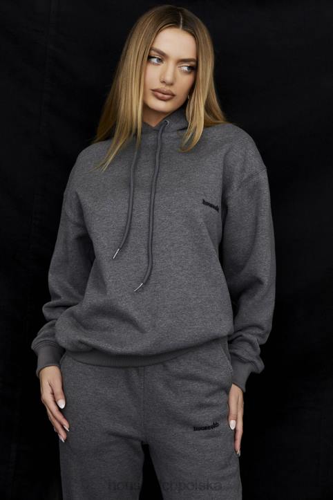 House of CB Ciemnoszara Oversize Bluza z Kapturem Halo Trendy Streetwear