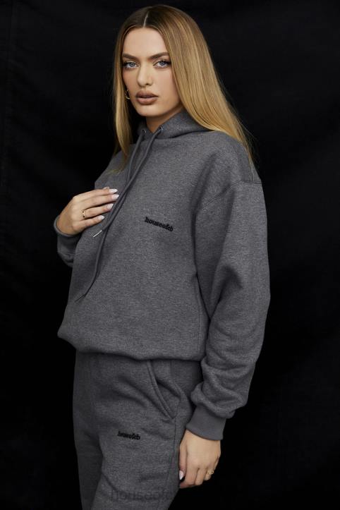House of CB Ciemnoszara Oversize Bluza z Kapturem Halo Trendy Streetwear