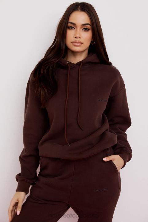 House of CB Czekoladowa Oversize Bluza z Kapturem Halo Trendy Modne Ubrania