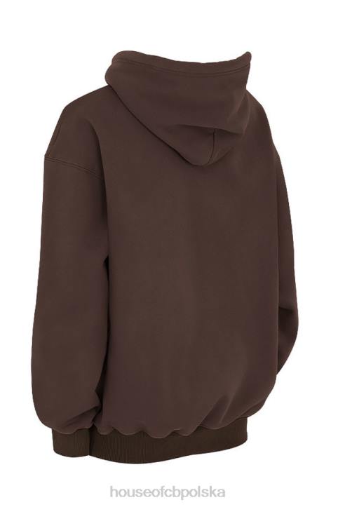 House of CB Czekoladowa Oversize Bluza z Kapturem Halo Trendy Modne Ubrania