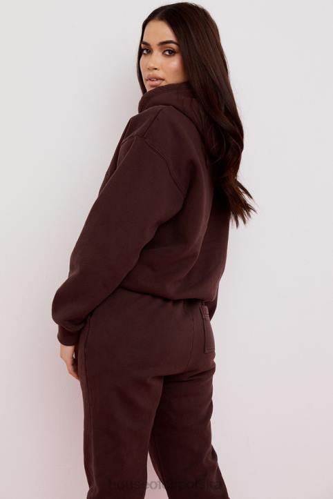 House of CB Czekoladowa Oversize Bluza z Kapturem Halo Trendy Modne Ubrania