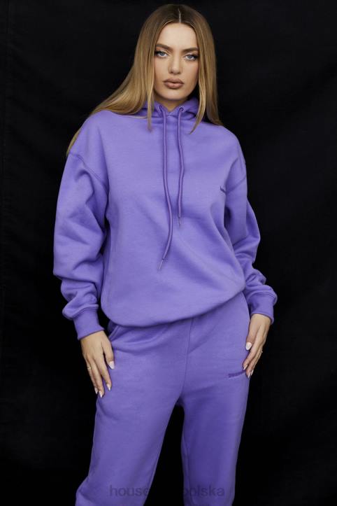 House of CB Fioletowa Oversize Hoodie z Kapturem Halo