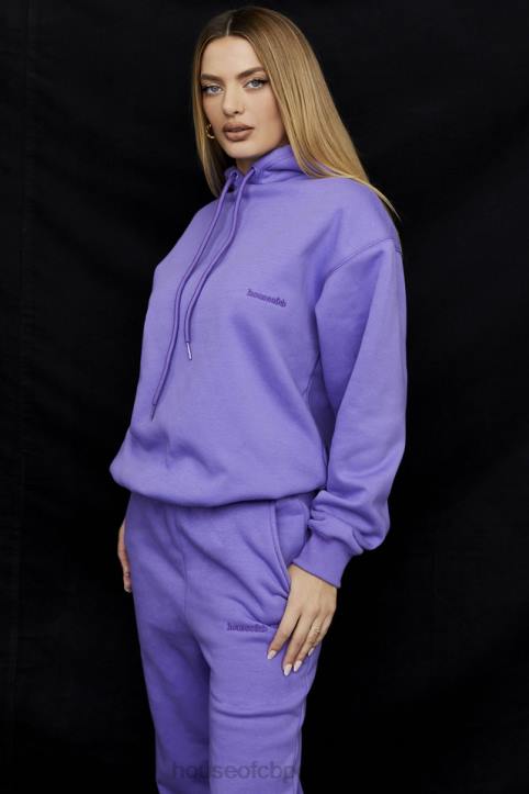 House of CB Fioletowa Oversize Hoodie z Kapturem Halo