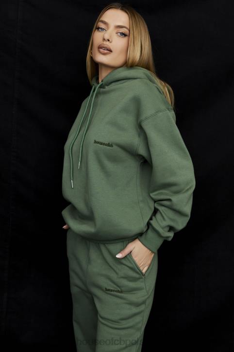 House of CB Oversize bluza z kapturem Halo w kolorze mchu