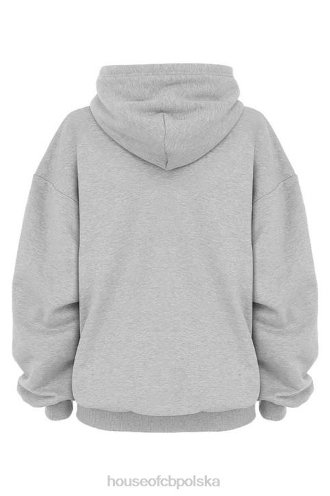 House of CB Halo Szara Oversize Bluza z Kapturem Modna Odzież