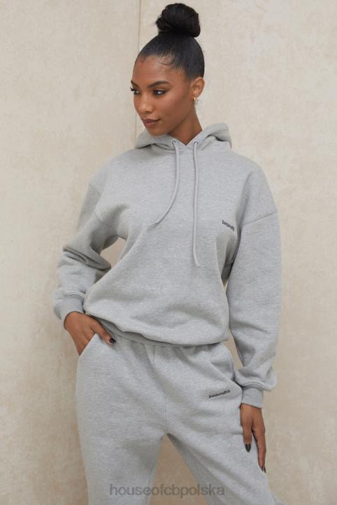 House of CB Halo Szara Oversize Bluza z Kapturem Modna Odzież