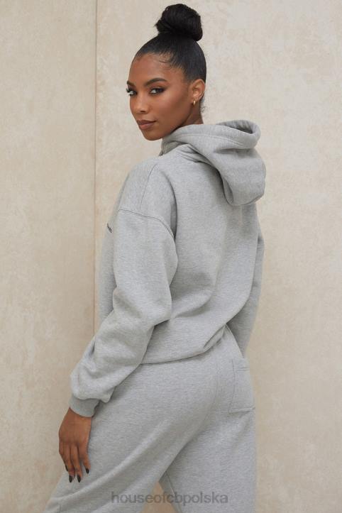 House of CB Halo Szara Oversize Bluza z Kapturem Modna Odzież