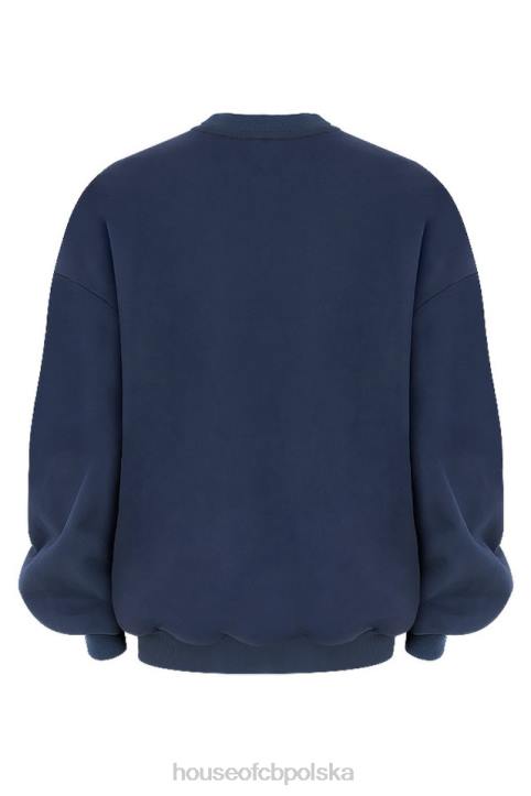 Tommy Granatowa Oversize Bluza z Okrągłym Dekoltem Modny Styl