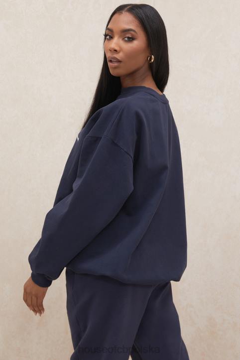 Tommy Granatowa Oversize Bluza z Okrągłym Dekoltem Modny Styl