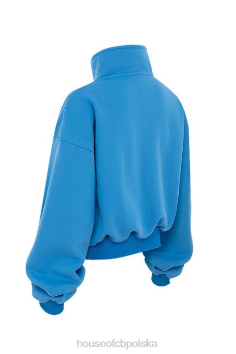 House of CB Niebieska Krótka Bluza Mitch Zamek Przód Modna Odzież