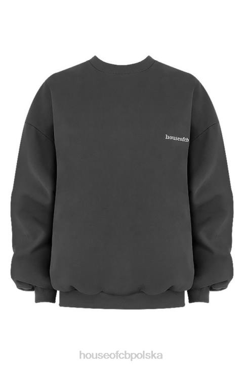 House of CB Grafitowa Oversize Bluza z Okrągłym Dekoltem na Co Dzień