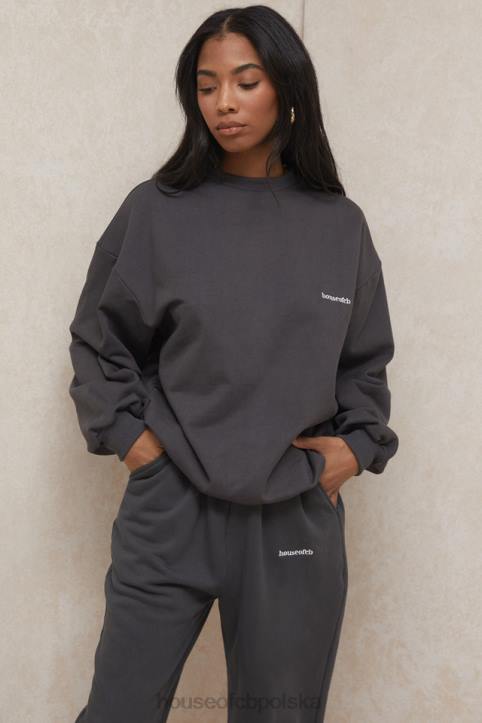 House of CB Grafitowa Oversize Bluza z Okrągłym Dekoltem na Co Dzień
