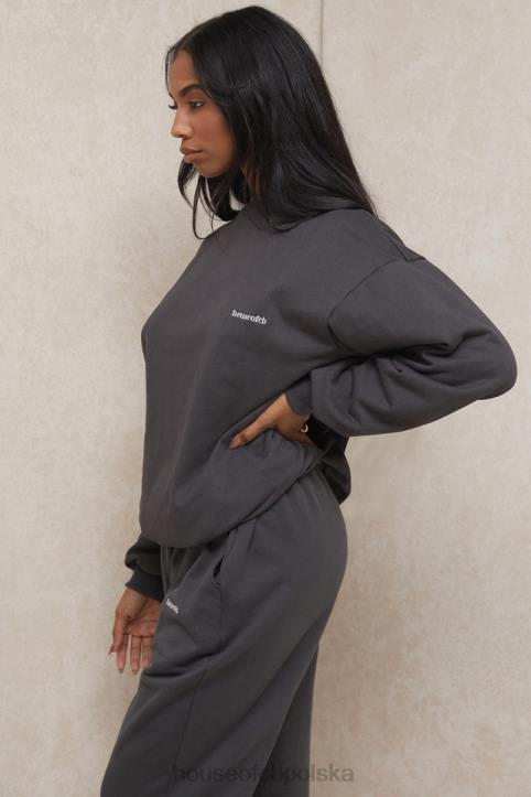 House of CB Grafitowa Oversize Bluza z Okrągłym Dekoltem na Co Dzień