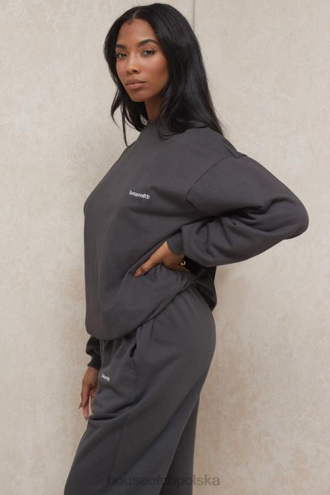 House of CB Grafitowa Oversize Bluza z Okrągłym Dekoltem na Co Dzień