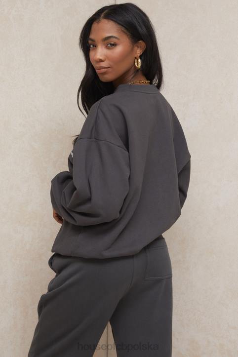 House of CB Grafitowa Oversize Bluza z Okrągłym Dekoltem na Co Dzień