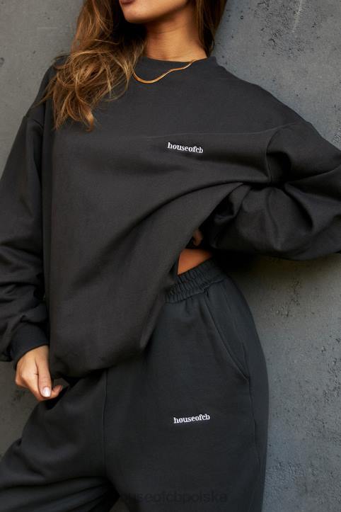 House of CB Grafitowa Oversize Bluza z Okrągłym Dekoltem na Co Dzień