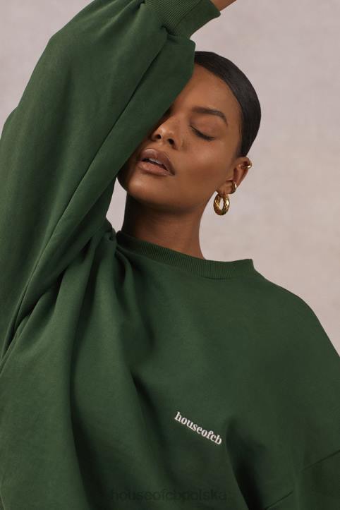 Tommy Zielona Bluza Oversize z Okrągłym Dekoltem Modna Odzież
