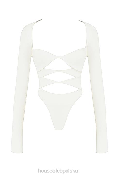 House of CB Białe body z wycięciem Danica Stylowe Odzieżowe Must Have