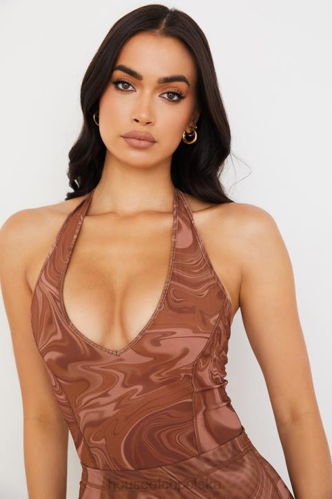 House of CB Body Sabine kakaowe wirowanie na szyi modna odzież