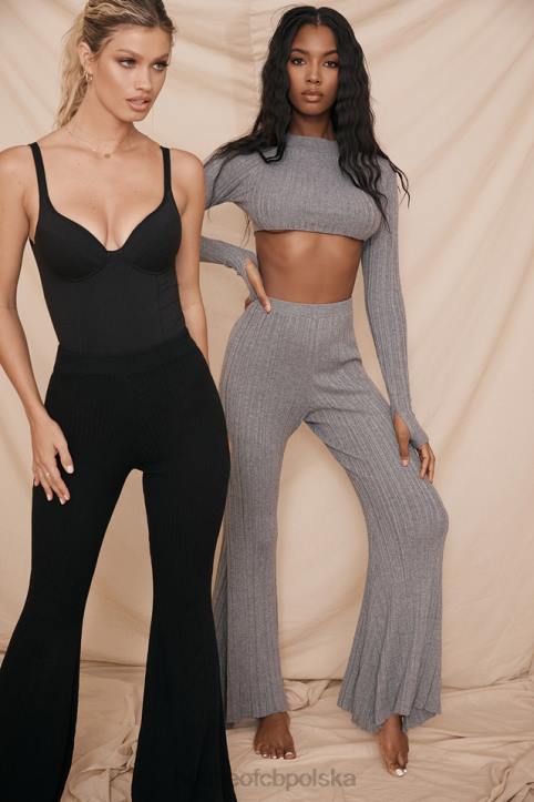 House of CB Body Imani czarny melanż miękki dżersej stylowa odzież