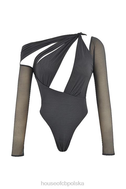 House of CB Body z asymetrycznym wycięciem Lila Shadow Modna Odzież Damska