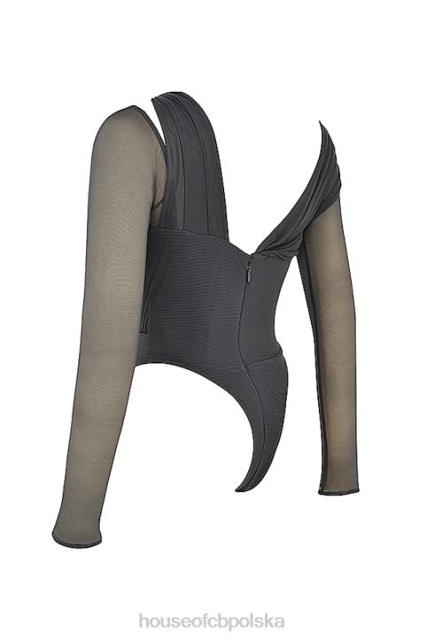 House of CB Body z asymetrycznym wycięciem Lila Shadow Modna Odzież Damska