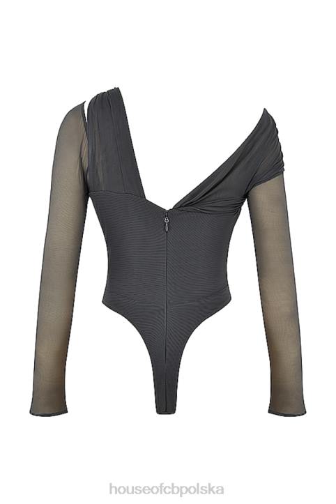 House of CB Body z asymetrycznym wycięciem Lila Shadow Modna Odzież Damska