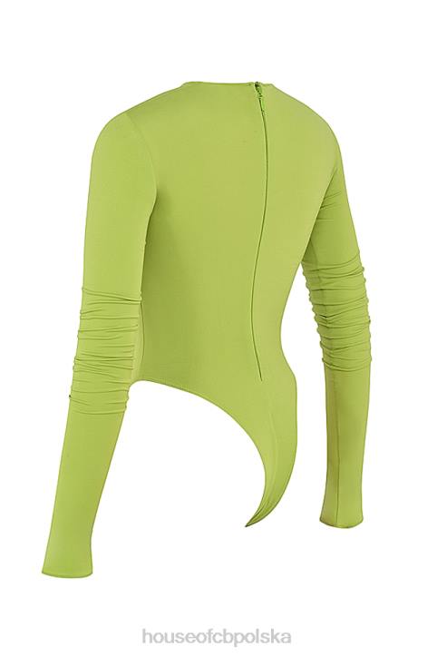 House of CB Modny Body z Wycięciami w Limonkowej Zieleni