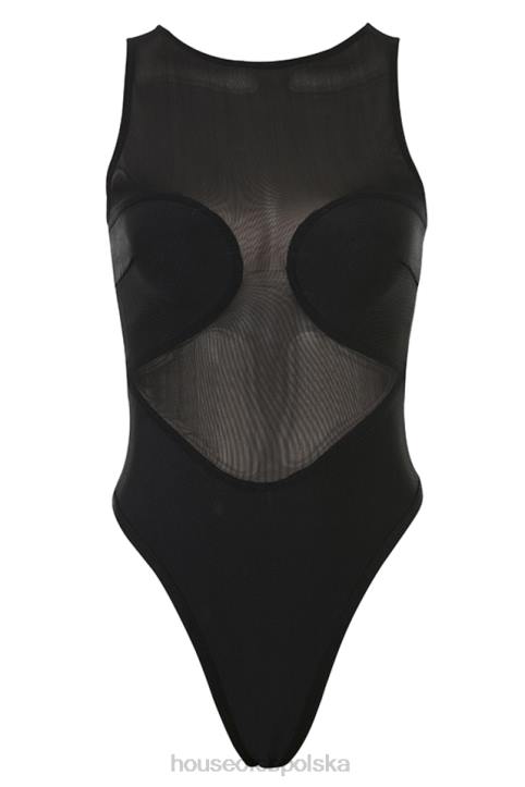 House of CB Czarne bandażowe body Chiara bez rękawów eleganckie i modne