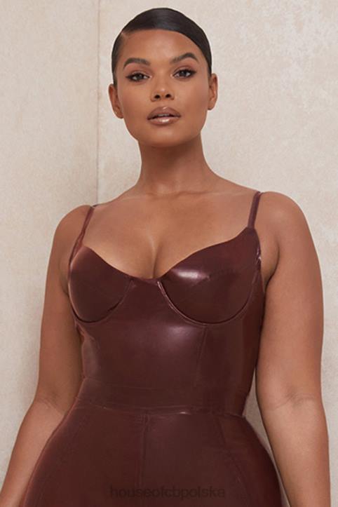 House of CB Lateksowe body gorset Tia Raisin stylowa odzież damska