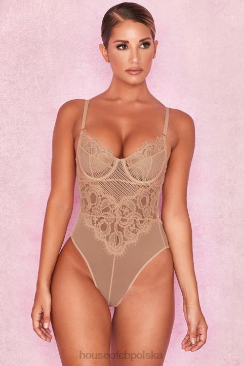 House of CB Nadia brązowe koronkowe body na każdą okazję