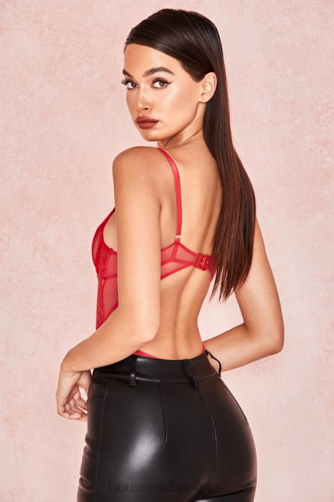 House of CB Czerwone Koronkowe Body Nadia Stylowe Odzież Damska