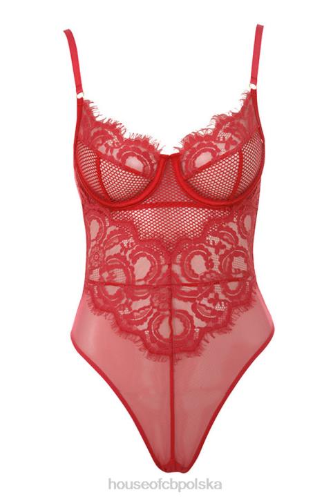 House of CB Czerwone Koronkowe Body Nadia Stylowe Odzież Damska