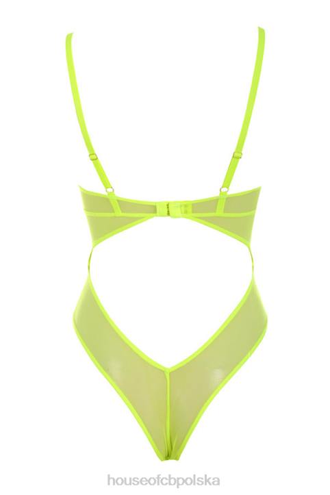 House of CB Nadia koronkowe body neonowożółte modna odzież damska