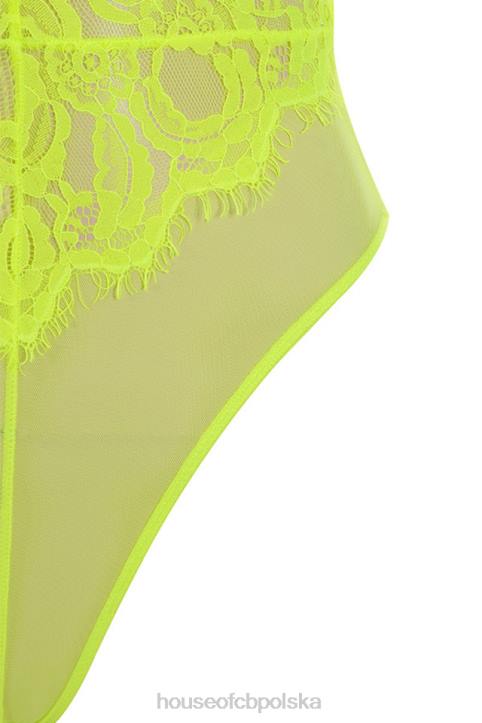House of CB Nadia koronkowe body neonowożółte modna odzież damska